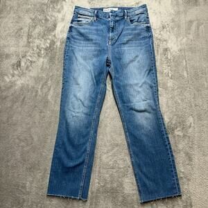 Frank & Eileen Derry Illusion Ankle Jeans High Rise Raw Hem Medium Wash Size 30